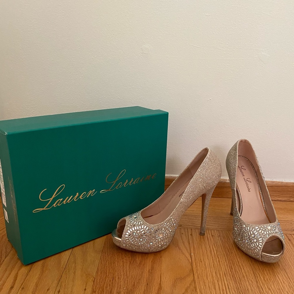 Crystal Peep Toe Heels